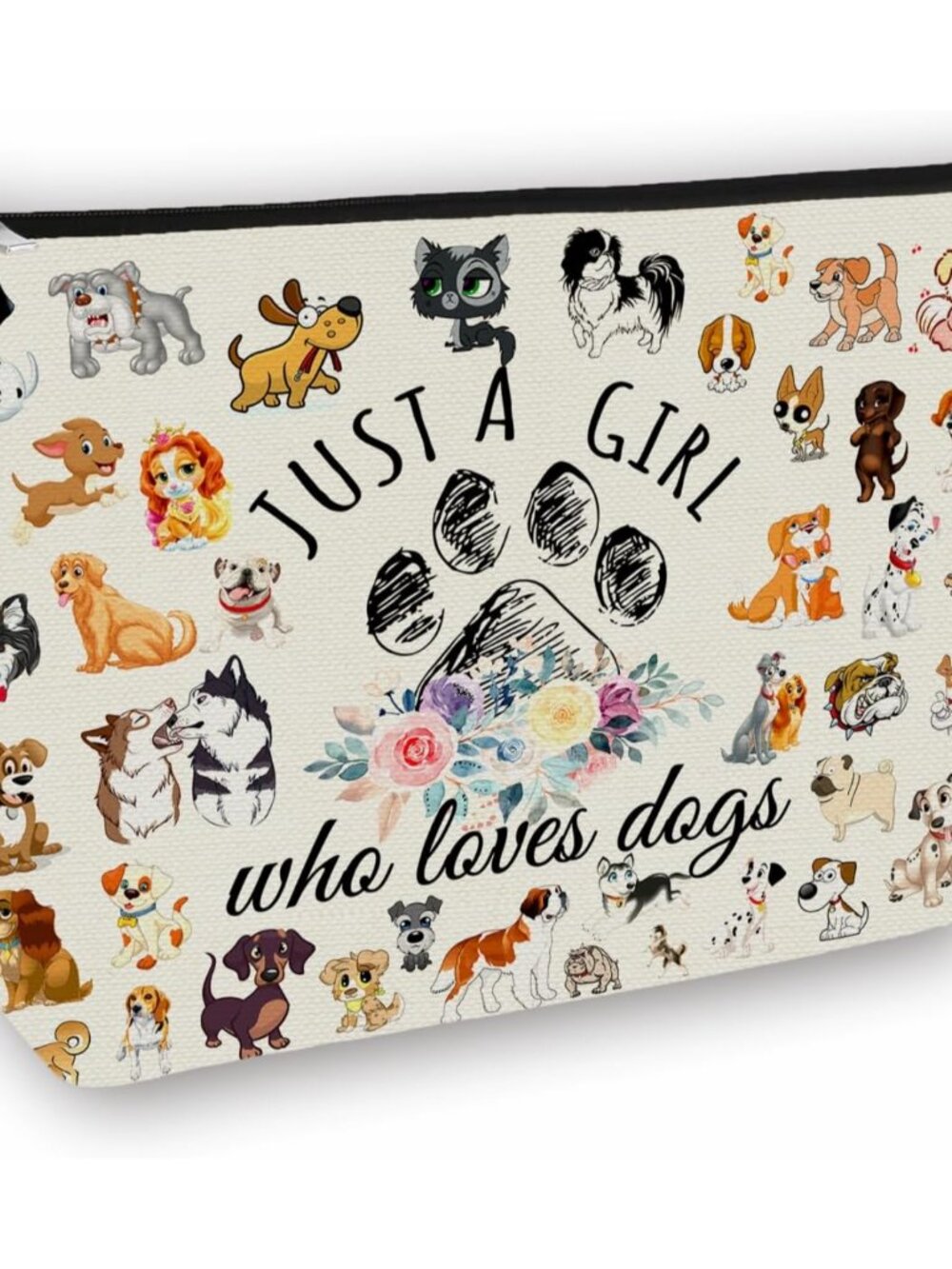 Dog Mom Makeup Bag Gift: Cosmetic & Toiletry Pouch Just A Girl Who Loves Dogs Fo
